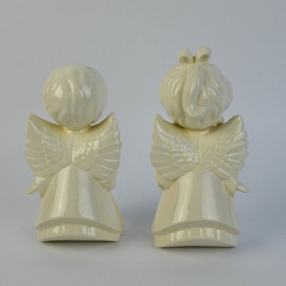 Vintage White Ceramic Kissing Angels Pair 8" - Picture 3 of 4